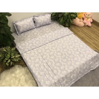 Bộ ga gối poly - 1 drap 1m6 x 2m kèm 2 vỏ gối nằm mẫu hoa nhí xanh