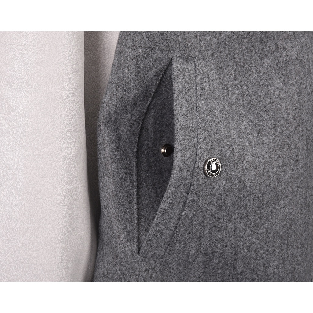 Áo khoác len lông cừu Thom Brow.ne 4-Bar Varsity zip up 809 hàng thiết kế tay áo kẻ sọc cực sang trọng