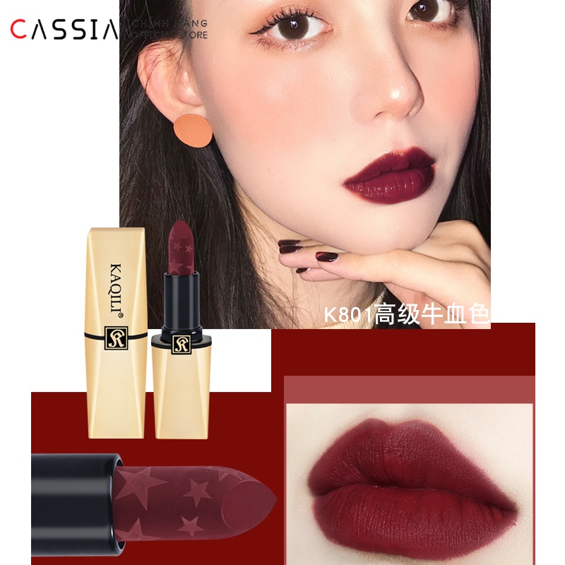 Son Lì Nội Địa Trung Vỏ Vàng Lâu Trôi, Matte Lipstick Mịn Mượt , Son Kem Lì Chất Nhung 4 Màu Rực Cháy KAQILI