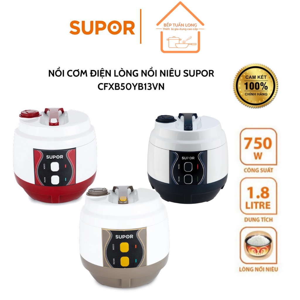 Nồi Cơm Điện Lòng Niêu Supor 50YB13VN, 1,8L - Hàng Chính Hãng Bảo Hành 12 Tháng
