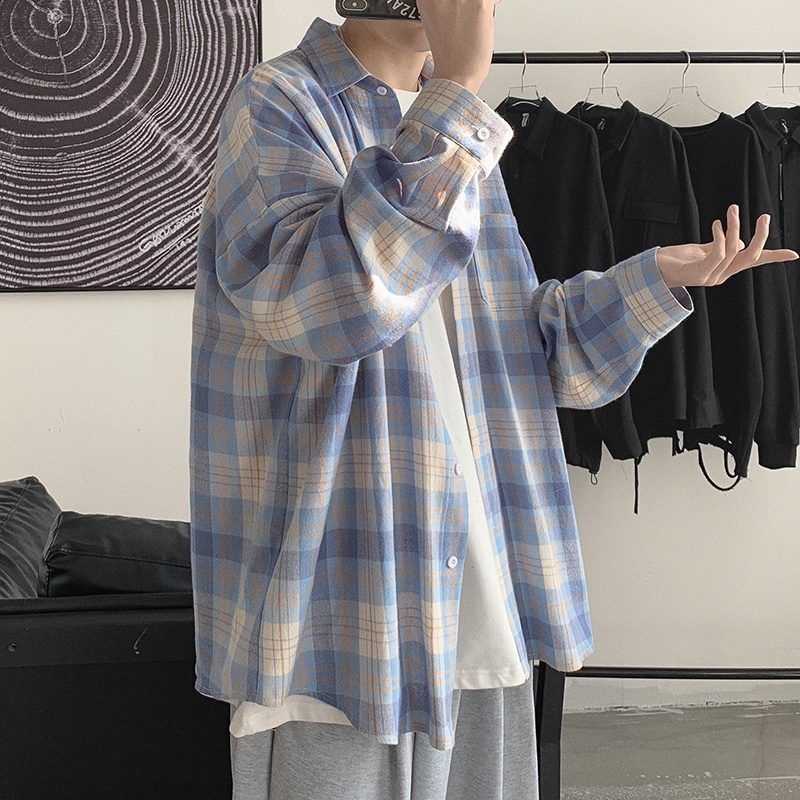 Áo Sơ Mi Nam Caro Tay Dài Thời Trang Chosimple unisex Sọc áo nam đẹp Hàn Quốc cotton bigsize nhung lê áo sơ mi nam form rộng