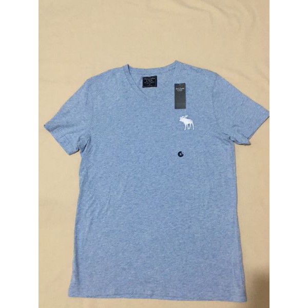 Áo thun nam Abercrombie&Fitch cổ tim cotton tay ngắn màu xám size S chính hãng