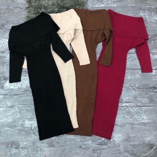 Váy len body trễ vai
