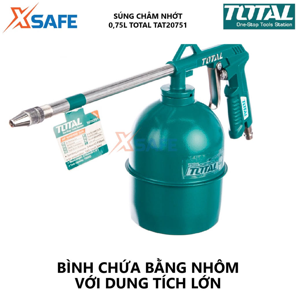 Súng xịt thổi khí TOTAL TAT20751 Súng châm nhớt 3-4bar, chiều dài vòi 215mm, kích thước nhỏ gọn, tay cầm chắc chắn