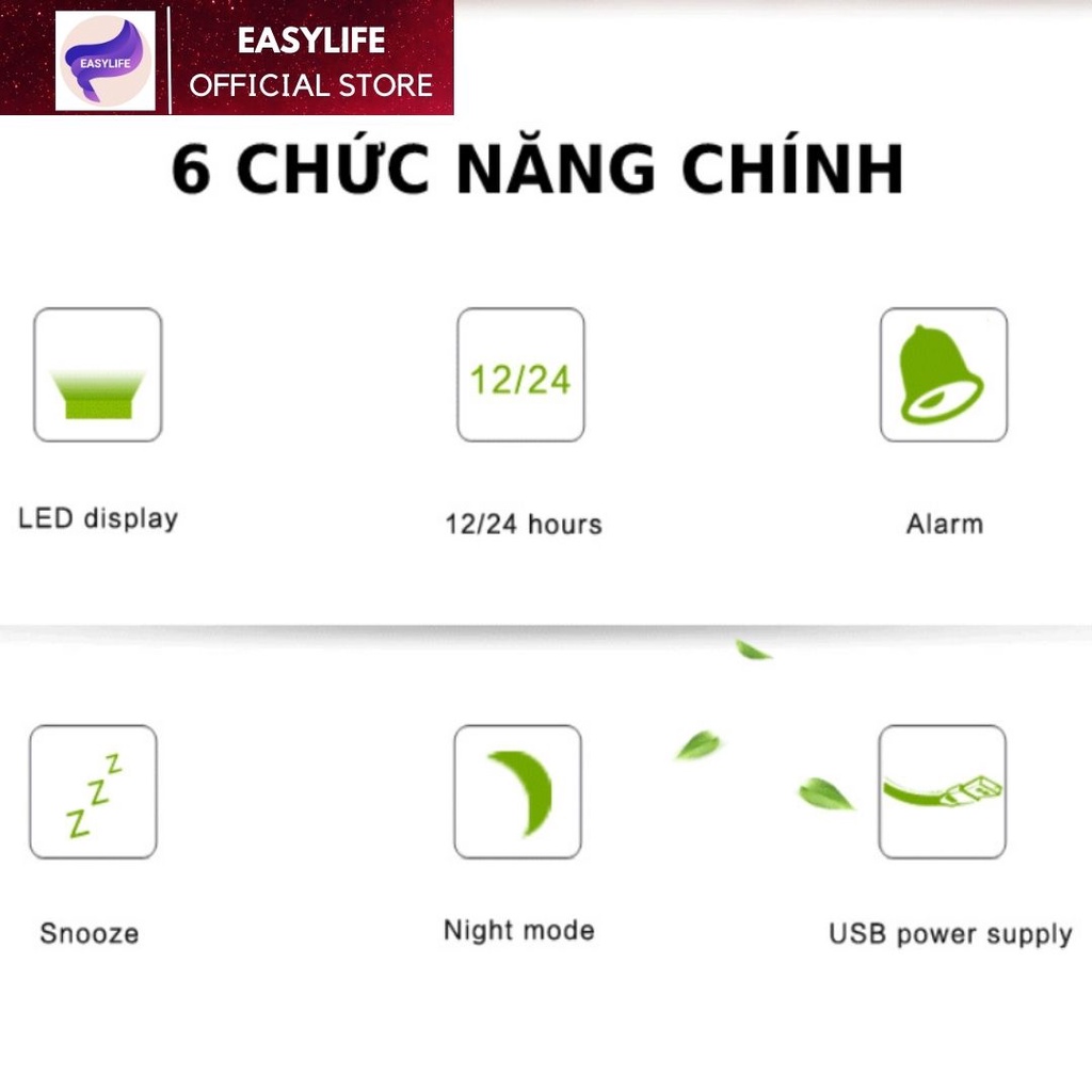 Đồng hồ LED 3D treo tường để bàn thông minh phong cách Hàn Quốc