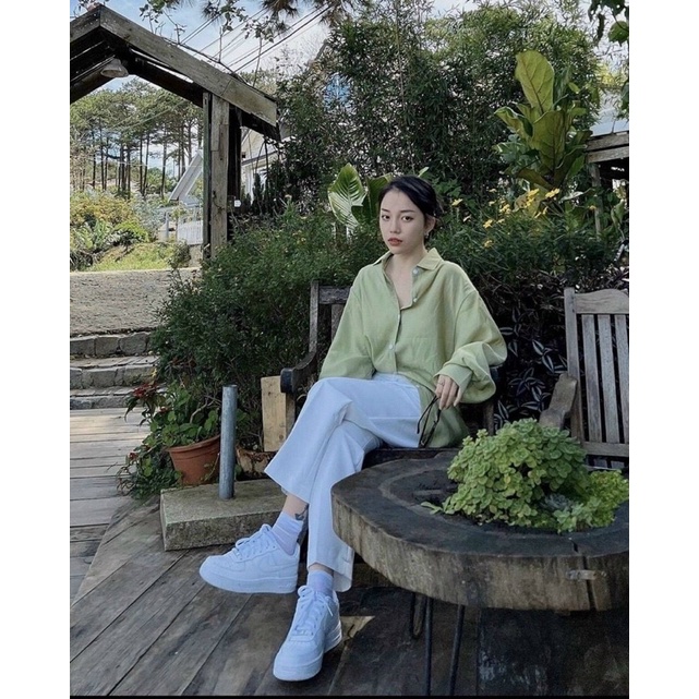 Set áo sơ mi xanh bơ+ quần Linh Ngọc Đàm