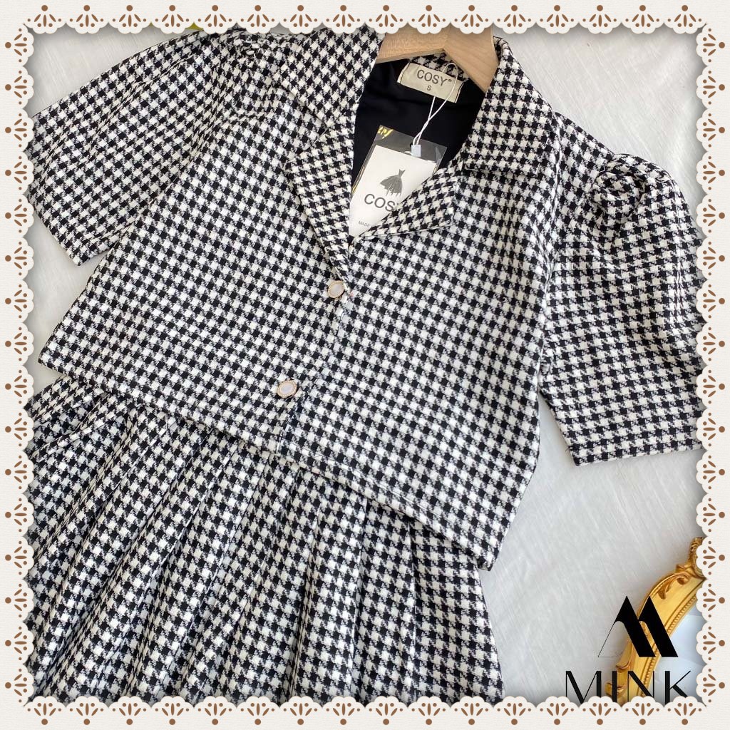 [HÀNG THIẾT KẾ] Set Vest Và Chân Váy Xòe Kẻ - Chất Liệu Kaki Cotton Cao Cấp - Họa Tiết Kẻ Ô Thanh Lịch | BigBuy360 - bigbuy360.vn