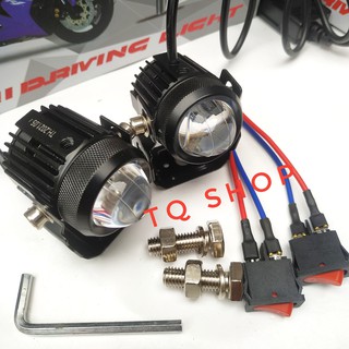 Đèn bi cầu mini cos vàng pha trắng ( loại có cục nguồn ) -Đèn trợ sáng xe máy- đèn bi cầu mini