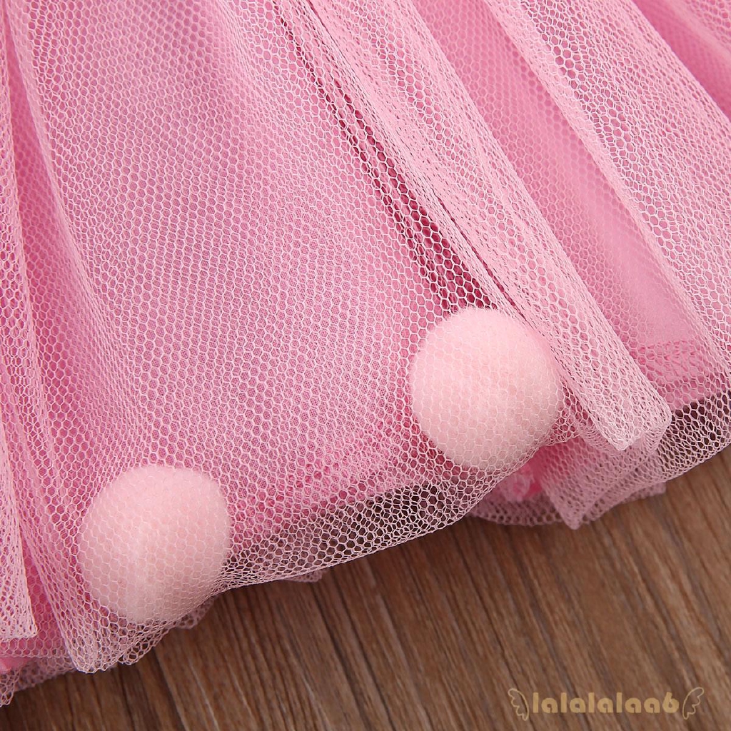 ◕ω◕Baby Girl Knit Sweater Pompom Tops + Party Ball Gown Tulle Skirt