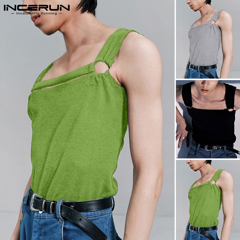 Áo sát nách INCERUN không tay dáng ôm màu trơn thời trang mùa hè cho nam
