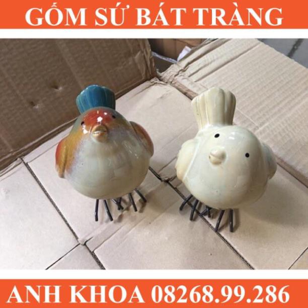 Thú gốm decor đôi chim - Gốm sứ Bát Tràng Anh Khoa