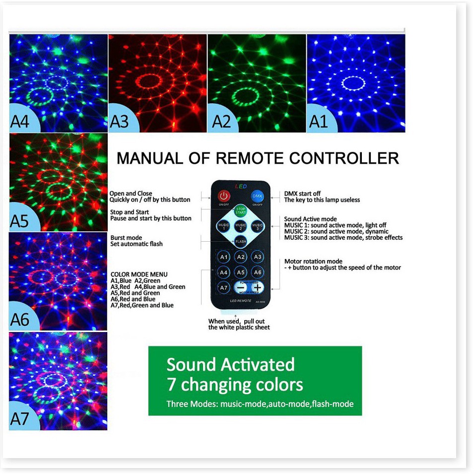 Đèn led xoay 360 độ ,cảm ứng theo nhạc cực đẹp-đèn sân khấu -đèn vũ trường