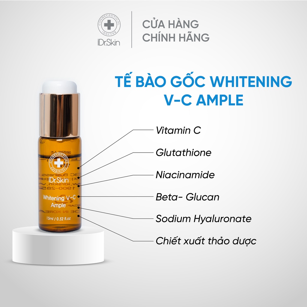 [Lẻ 1 lọ 15ml] Tế bào gốc iDr.Skin Whitening V-C Ample tăng cường collagen loại bỏ sạm nám trắng da và đàn hồi da