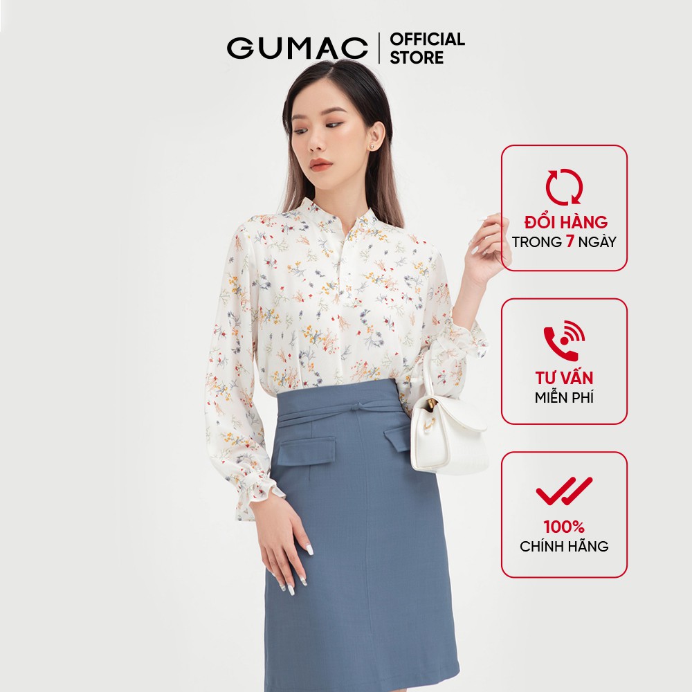 [Mã WABRGU100 giảm 15% đơn 249K tối đa 100k] Áo sơ mi nữ họa tiết hoa GUMAC thiết kế tay dài sang trọng AB493