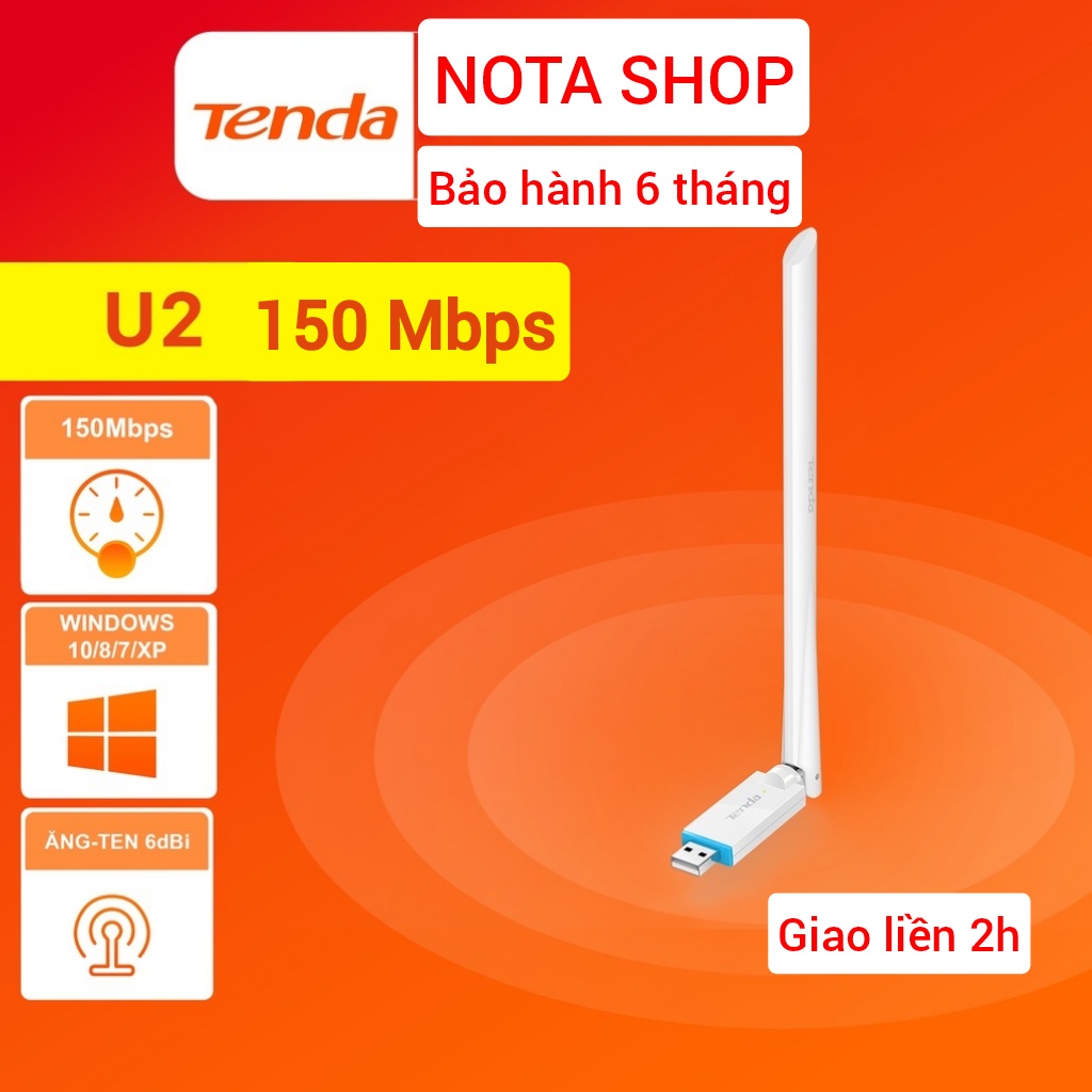 [Hỏa Tốc] USB WiFi Tenda U2 150Mb 2.4G - U10 5G 600Mb hút sóng kích WiFi cho PC máy bàn chơi gaming làm việc