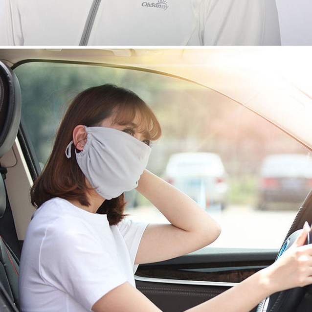 [Hàng mới về] Khẩu trang che nắng chống bụi vải lụa mỏng thoáng khí size lớn có thể giặt sạch và tái sử dụng màu tùy chọn