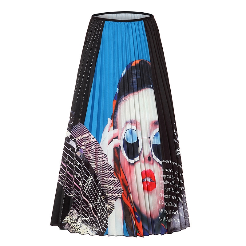 Chân váy maxi xếp ly in hình cá tính dành cho nữ | BigBuy360 - bigbuy360.vn