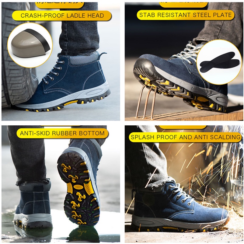 Giày Bốt Bảo Hộ Lao Động Chống Va Đập Chống Nước Bảo Vệ Chân An Toàn