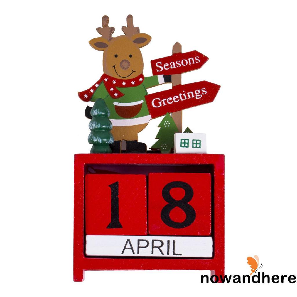 DWE-Santa Christmas Xmas Decoration Wooden Snowman Christmas Countdown Date