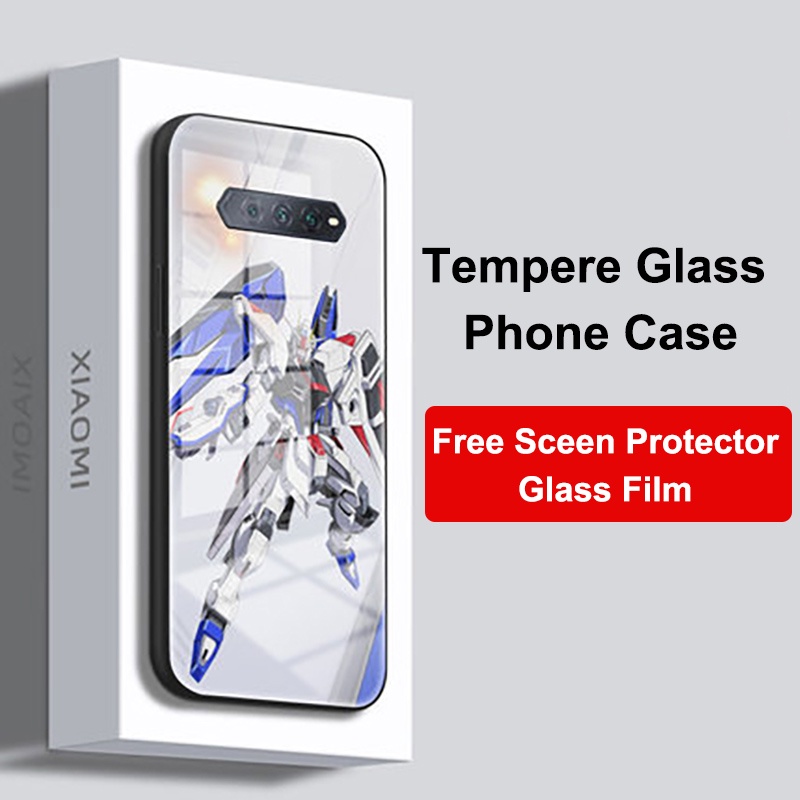 Dành Cho Cá Mập Đen 4 4s Ốp Lưng Kính Cường Lực Full Cover GUNDAM Thiết Kế Dành Cho Xiaomi BlackShark4 Pro Dành Cho Cá Mập Đen 4s Pro 4sPro