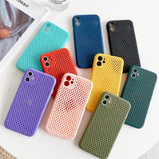Ốp điện thoại silicon dẻo màu trơn có lỗ tản nhiệt cho iPhone 11 Pro 11Pro XS X XS Max XR 7 8