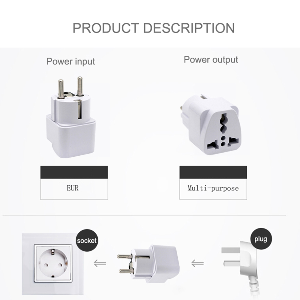 Phích Cắm Chuyển Đổi Đầu Cắm Eu / Au Uk Us Sang Eu