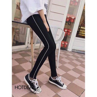 Quần legging thể thao phối sọc trắng siêu xinh