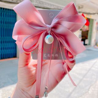 Kẹp tóc nơ rơi dây dài cho tiểu thư vải lụa cao cấp