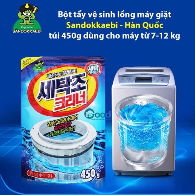Gói bột vệ sinh lồng máy giặt Sandokaebi 450g Korea