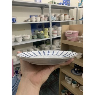 Đĩa tròn vân kẻ Bát Tràng 8 inch