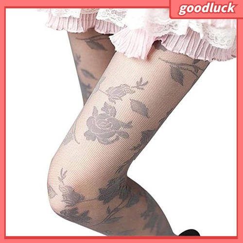 Quần Tất Chất Liệu Vải Lưới Xuyên Thấu Thêu Hoa Hồng Quyến Rũ Dành Cho Nữ