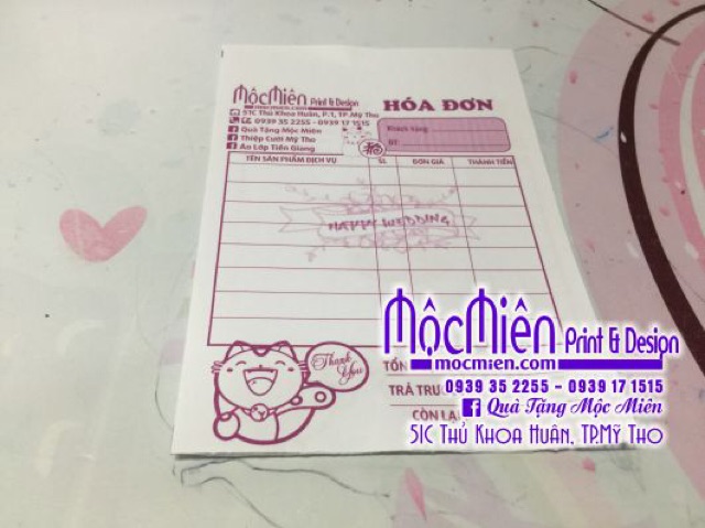 Hoá đơn bán lẻ in tên shop