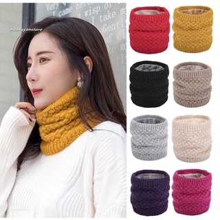 Khăn ống len lót lông quàng cổ hình thoi, dệt kim dày dặn thời trang, giữ ấm dành cho nam và nữ
