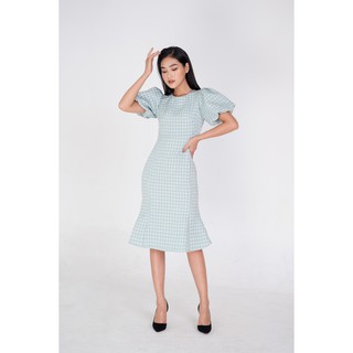 De Leah - Đầm Ôm Midi Đuôi Cá Tay Bồng - Thời trang thiết kế