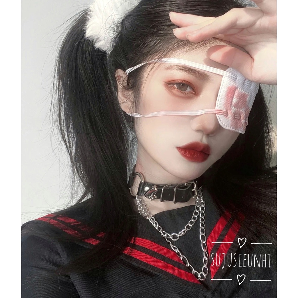 Băng bông che mắt màu trắng phong cách manga Nhật Bản cá tính/ bịt mắt anime, cosplay