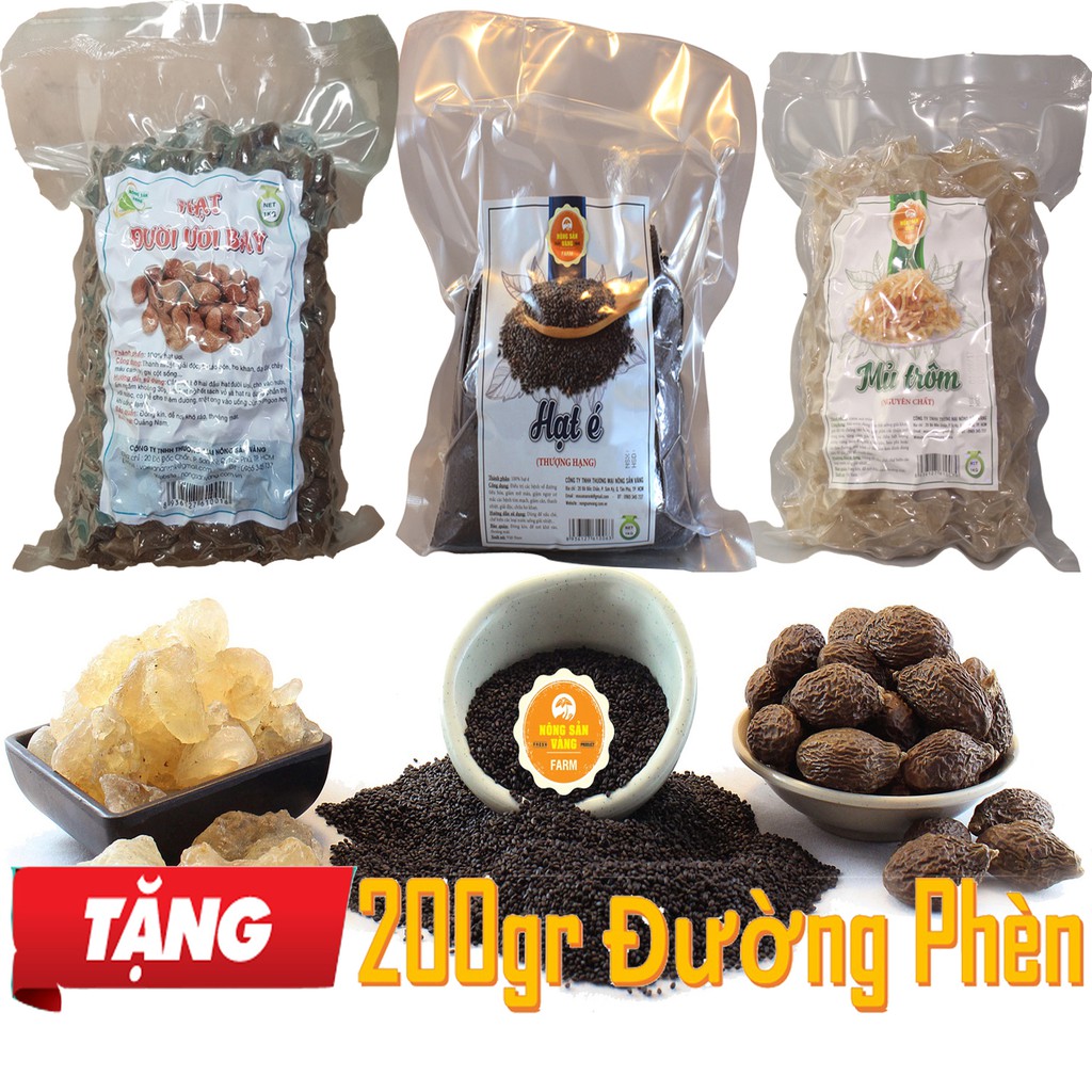 Combo hạt đười ươi bay, mủ trôm nguyên chất, hạt é mỗi loại 200gr, tặng 200gr đường phèn | BigBuy360 - bigbuy360.vn