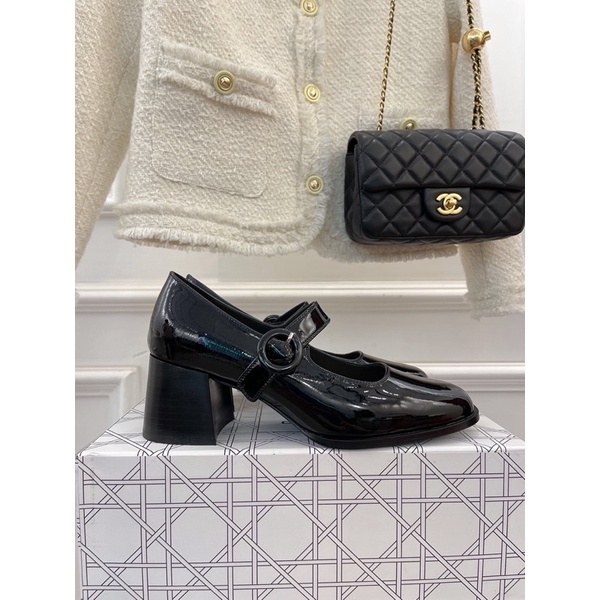 Giày búp bê gót cao 6.5cm da thật thương hiệu Carel cao cấp có 2 màu