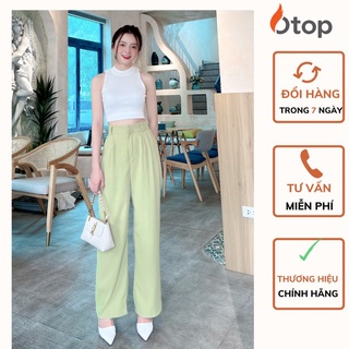 Quần Ống Rộng Màu Xanh Bơ Vải Ruby Cao Cấp