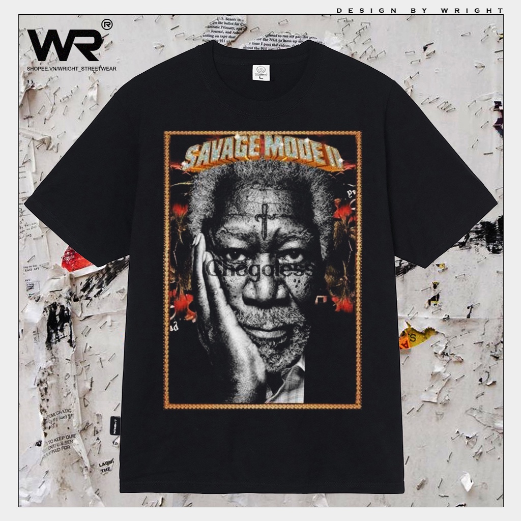Áo thun Wright Morgan Freeman diễn viên Savage Mode II phong cách streetwear áo cotton