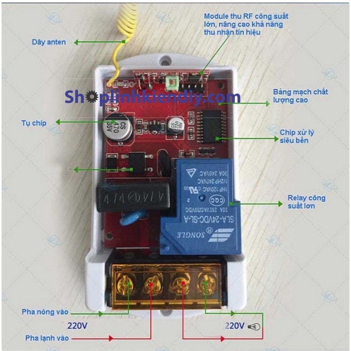 Ổ điện điều khiển từ xa 220v 1000m