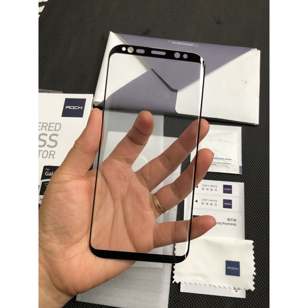 [HÀNG CHÍNH HÃNG] Kính Cường Lực Full Keo UV Samsung Galaxy S8 Hàng ROCK 9H Full Màn Hình Cong