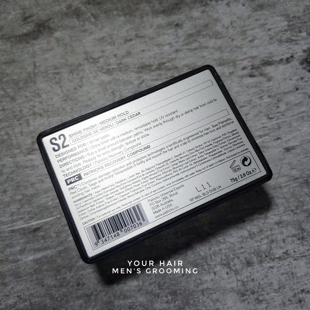 Sáp vuốt tóc PATRICKS S2 Shine Finish | Medium Hold - 85gr