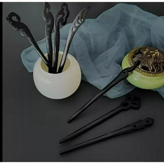 Trâm Cài Tóc cổ phong thân gỗ mun đen 18cm