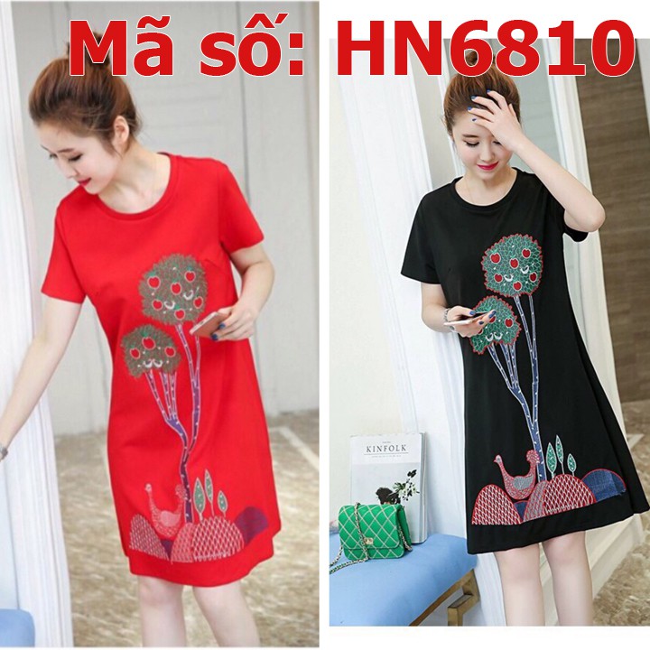 HN6810 ĐẦM SUÔNG HỌA TIẾT THIÊU SANG TRỌNG CÓ SIZE LỚN XXXL - HÀNG NHẬP KHẨU