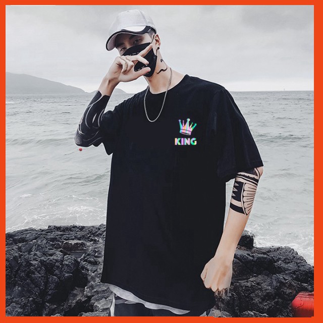 (AT Fashion)  ÁO THUN PHẢN QUANG 7 MÀU TAY LỠ NAM NỮ KING SKULL - Áo thun giá rẻ AT01