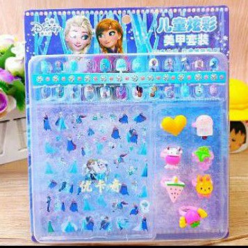 Sơn Móng Tay Giả Họa Tiết Hoạt Hình Frozen / Hello Kitty / Heo Peppa / Sophia Xinh Xắn Cho Bé Gái