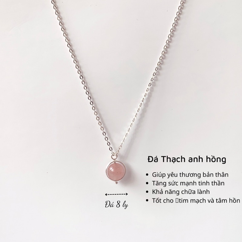 Dây chuyền nữ bạc nguyên chất mix đá phong thuỷ ngũ hành 8 ly LAVESTA LA556