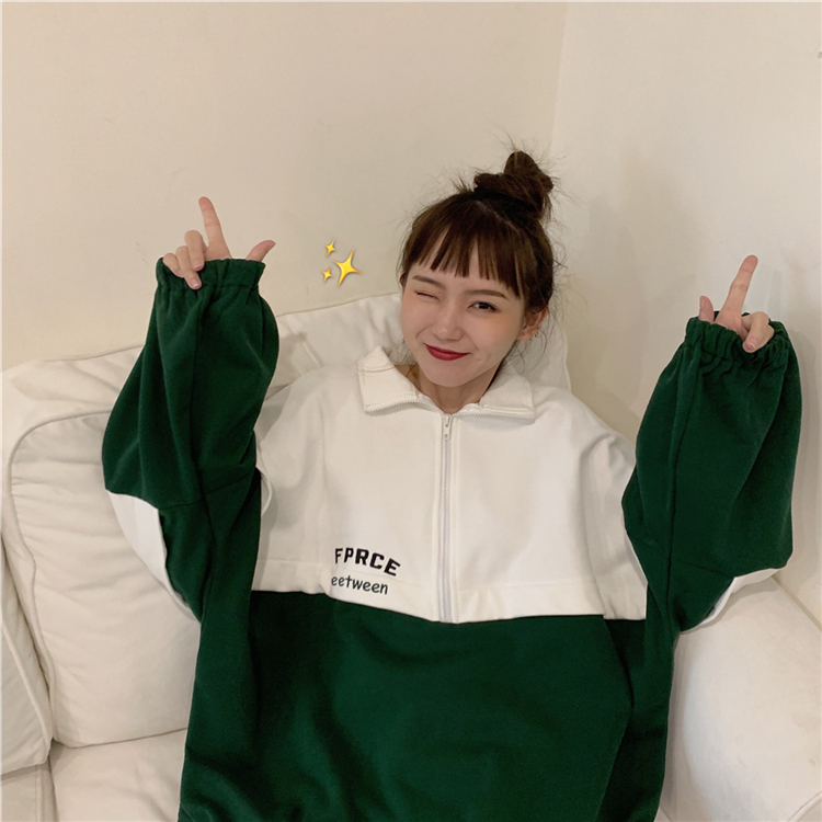 Áo Sweater Kích Thước Lớn Phối Khóa Kéo Thời Trang Mùa Đông