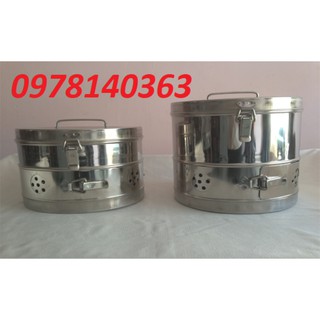 Hộp hấp bông ,băng y tế  tròn inox nhiều sai