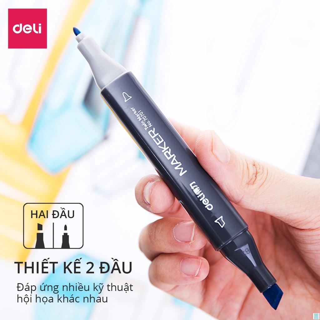 Bút màu marker hai đầu cao cấp Deli 1 chiếc - Màu ngẫu nhiên .